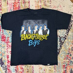 BSB Backstreet‎ Boys T-Shirt Graphic Print Band Tee Black Small